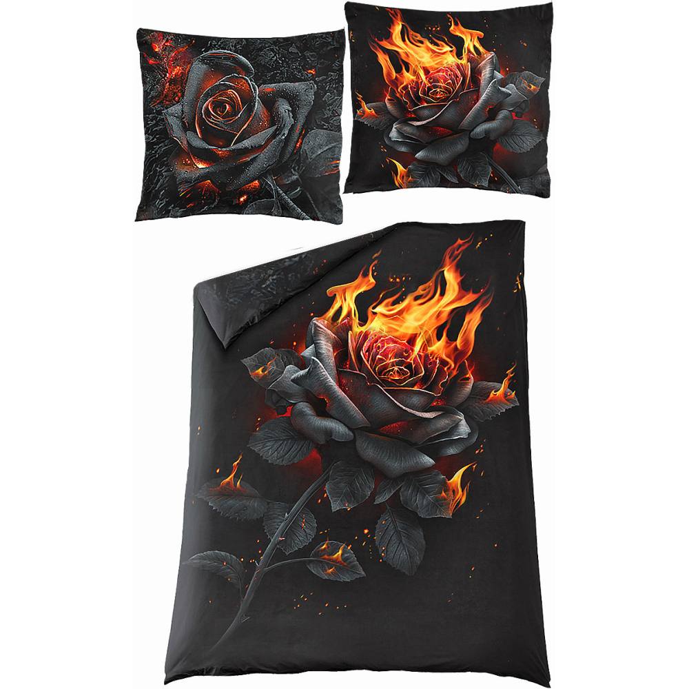 Spiral - BURNT ROSE Dekbedovertrekset - Eenpersoons - Zwart